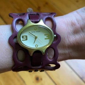 Nine West Burgundy Leather Cutout Watch